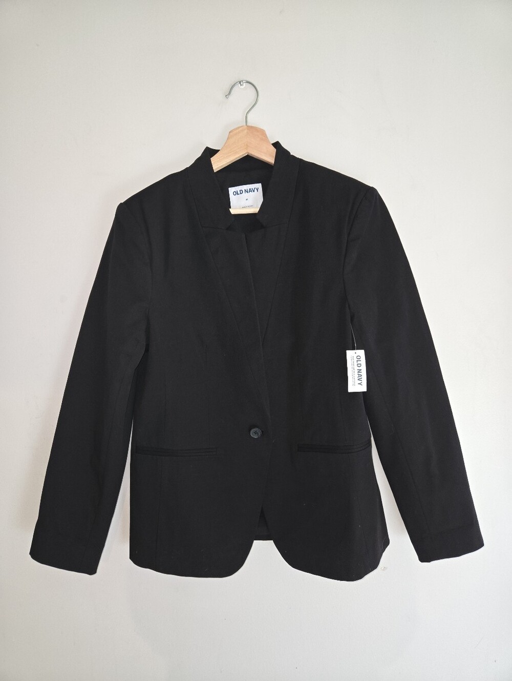 Old Navy NWT Black Pixie Blazer Medium Cotton Stretch Office Siren Workwear Chic